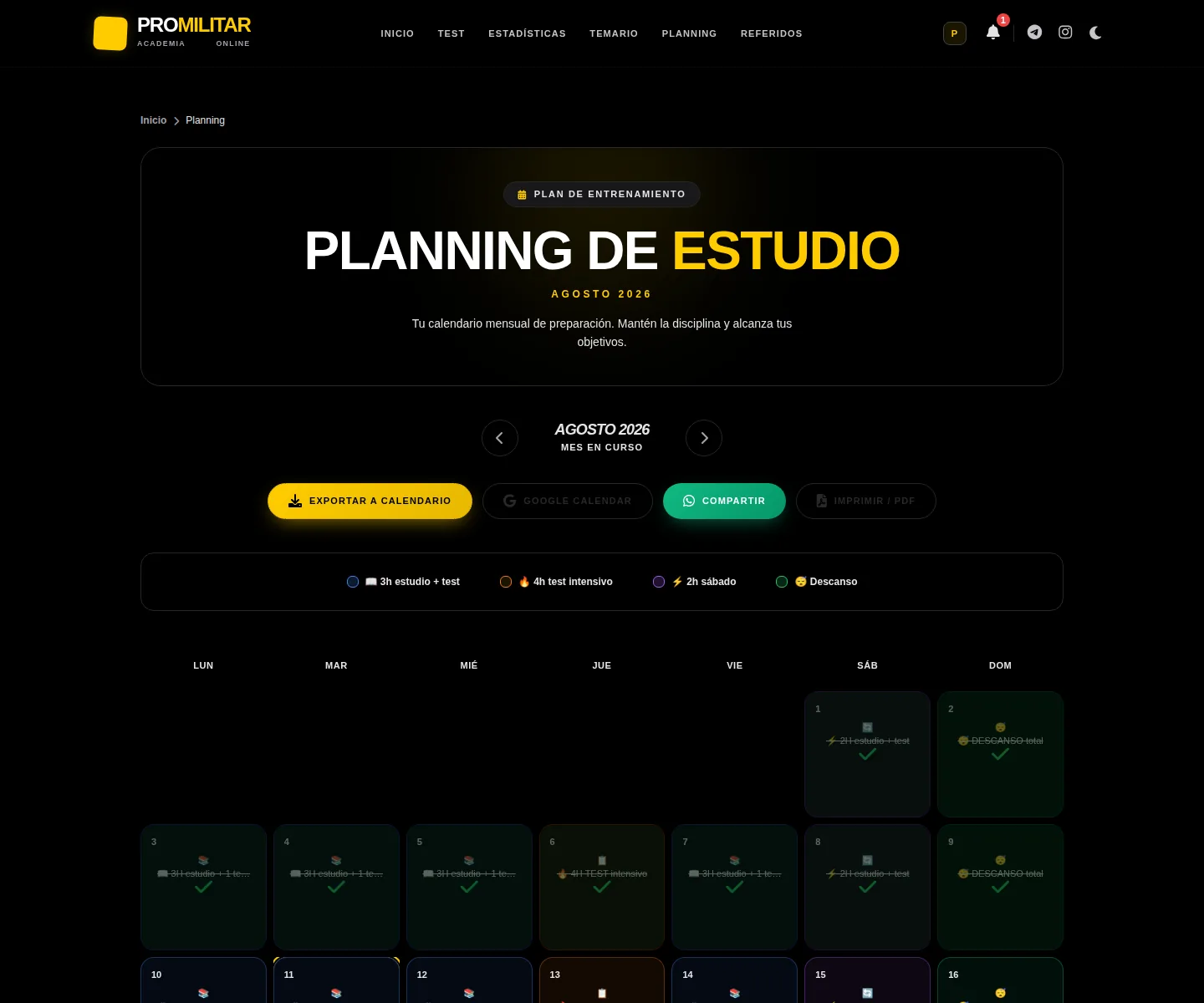 Plan de estudio diario personalizado