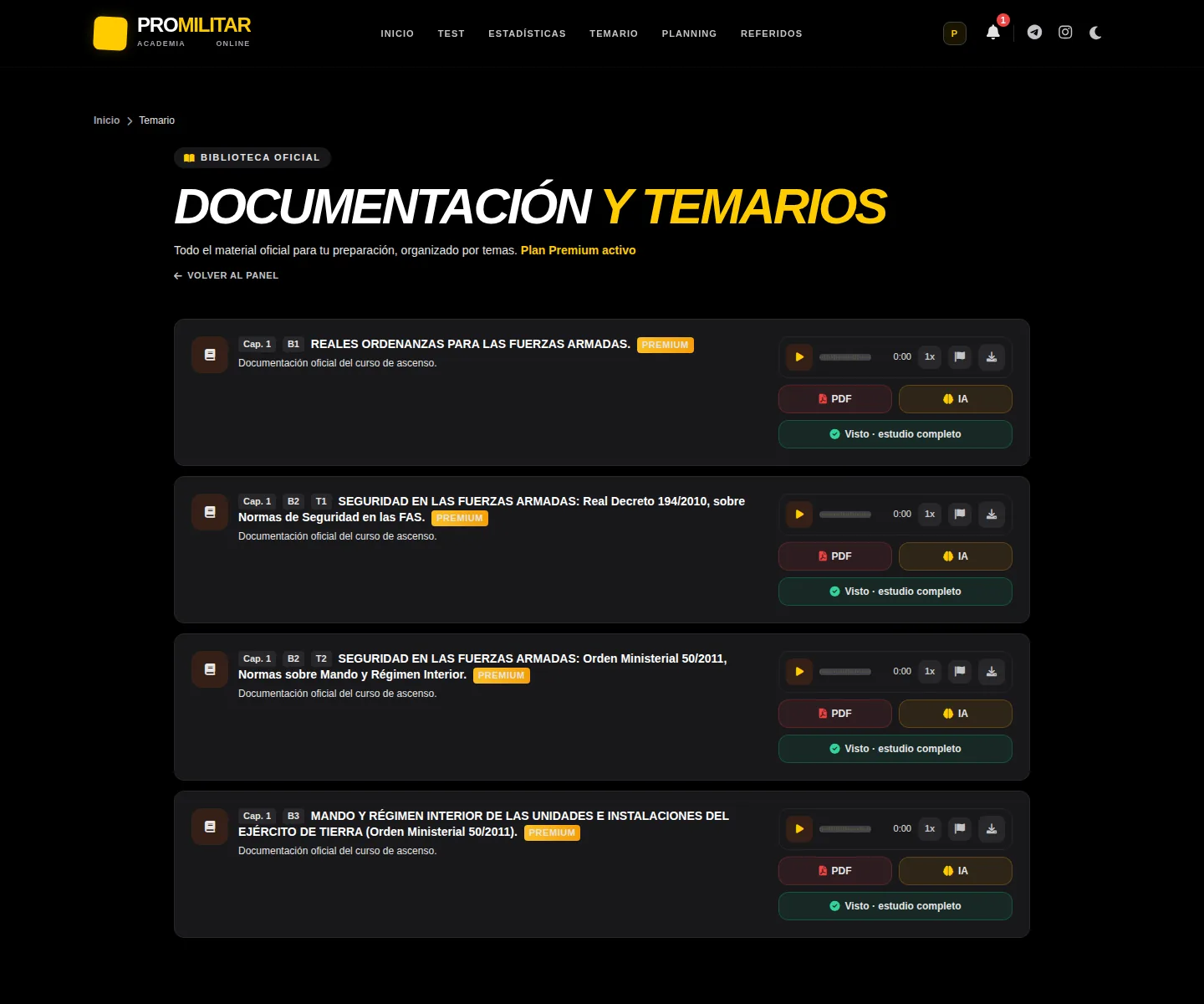 Temario oficial en PDF y MP3
